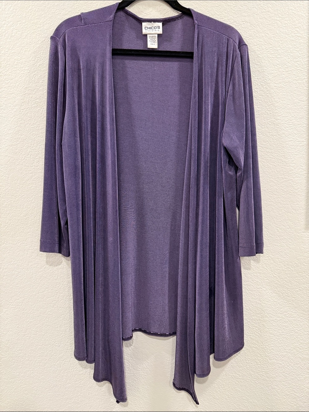 Chico's Lavender Open-Front Draped Cardigan